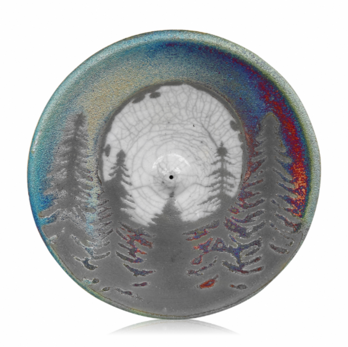 Raku Fir Trees Silhouette Incense Burner