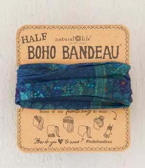 Half Boho Bandeau® Headband - Indigo Patchwork
