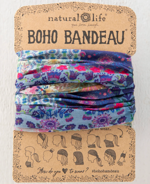 Full Boho Bandeau® Headband - Blue Patchwork