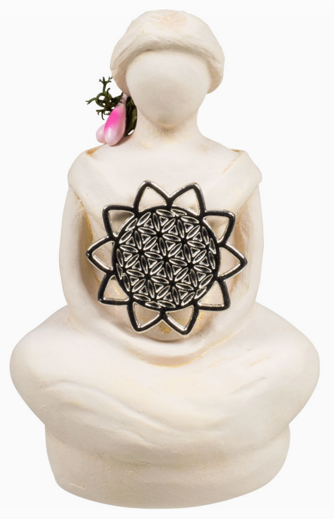 Gypsum Cement Goddess Figurine - Flower of Life