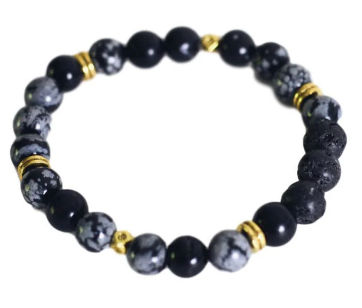 Aromatherapy Bracelet - Charcoal with Lava Stones