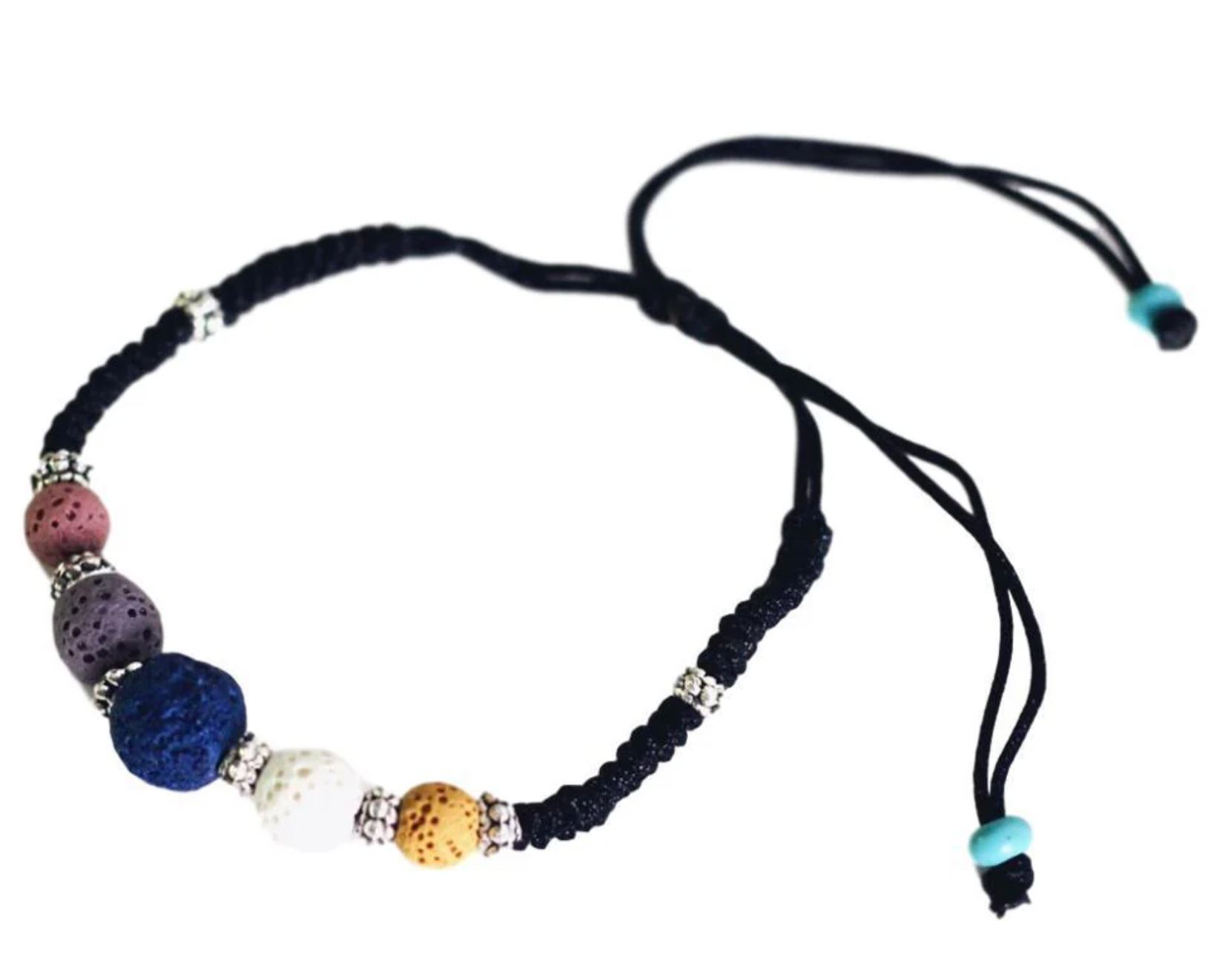 Aromatherapy Bracelet - Corded with Multi-Colored Lava Stones