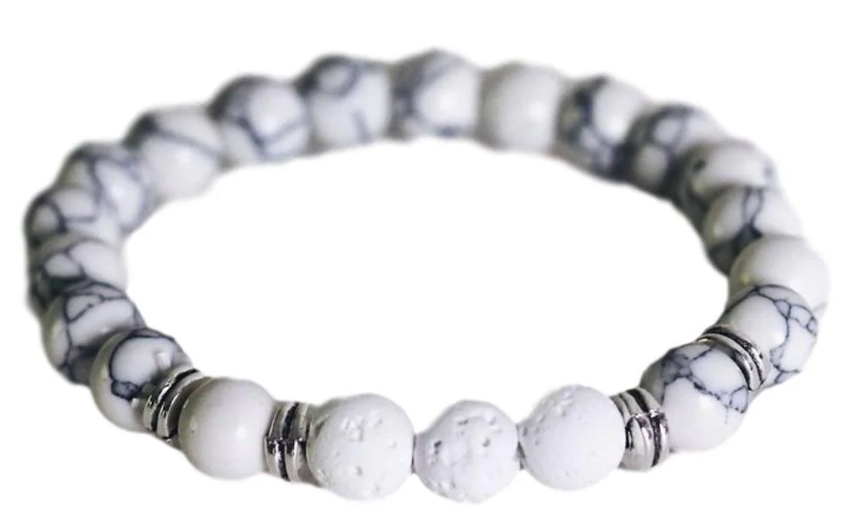 Aromatherapy Bracelet - White with Lava Stones (Copy)
