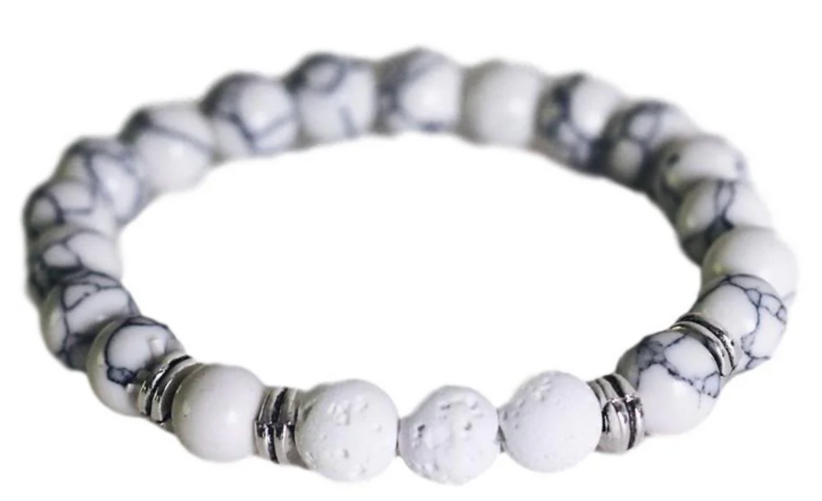 Aromatherapy Bracelet - White with Lava Stones (Copy)