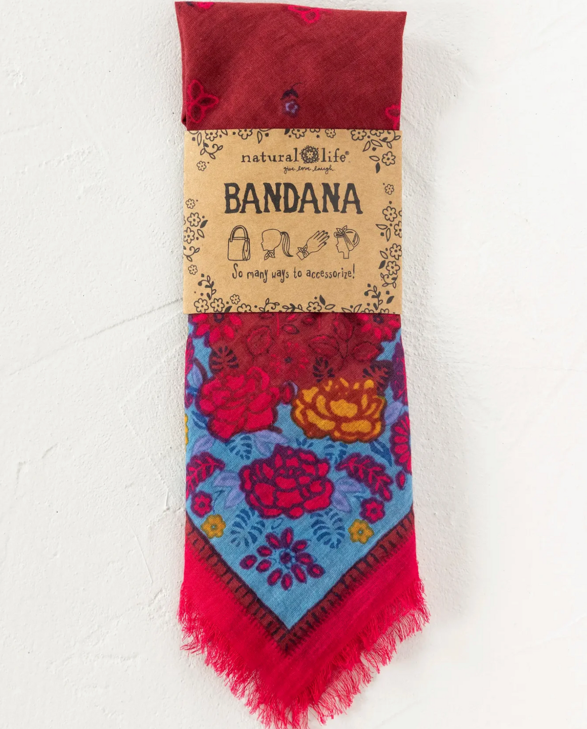 Printed Cotton Bandana - Burgundy Spring