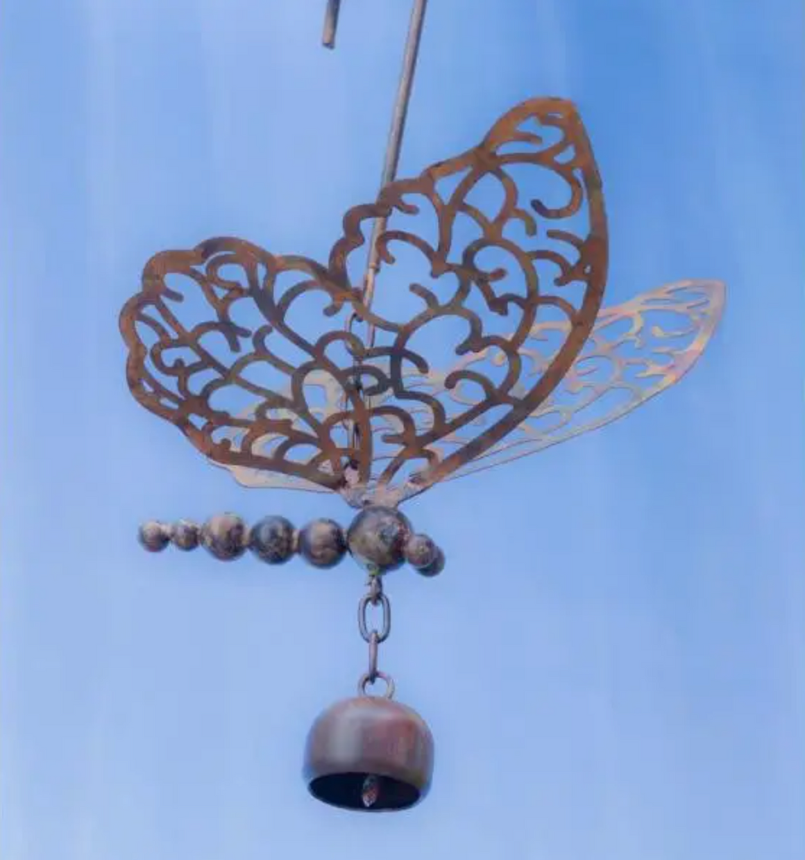 Flamed Butterfly W/Bell Ornament