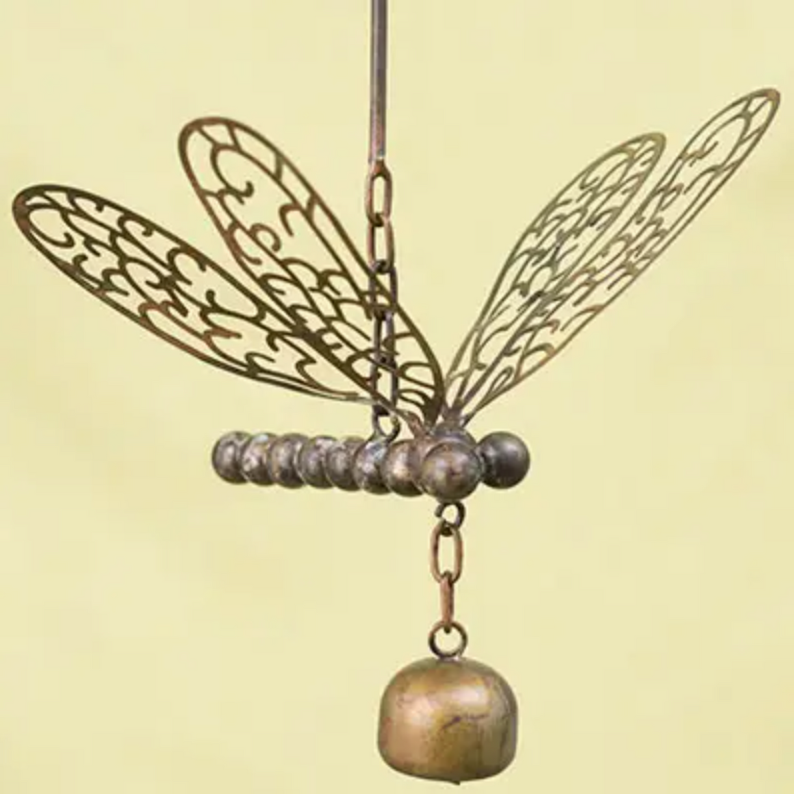 Flamed Dragonfly W/Bell Ornament