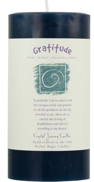 Reiki Infused Herbal Pillar Candles by Crystal Journey Candles
