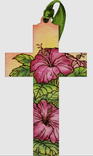 4.25" Wood Cross Ornaments from Raku Pottery
