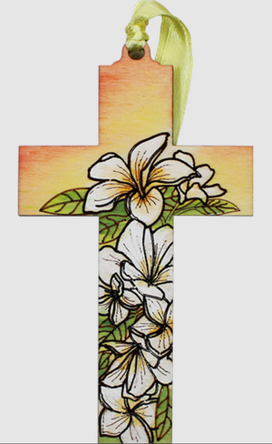 4.25" Wood Cross Ornaments from Raku Pottery