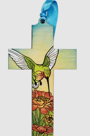 4.25" Wood Cross Ornaments from Raku Pottery