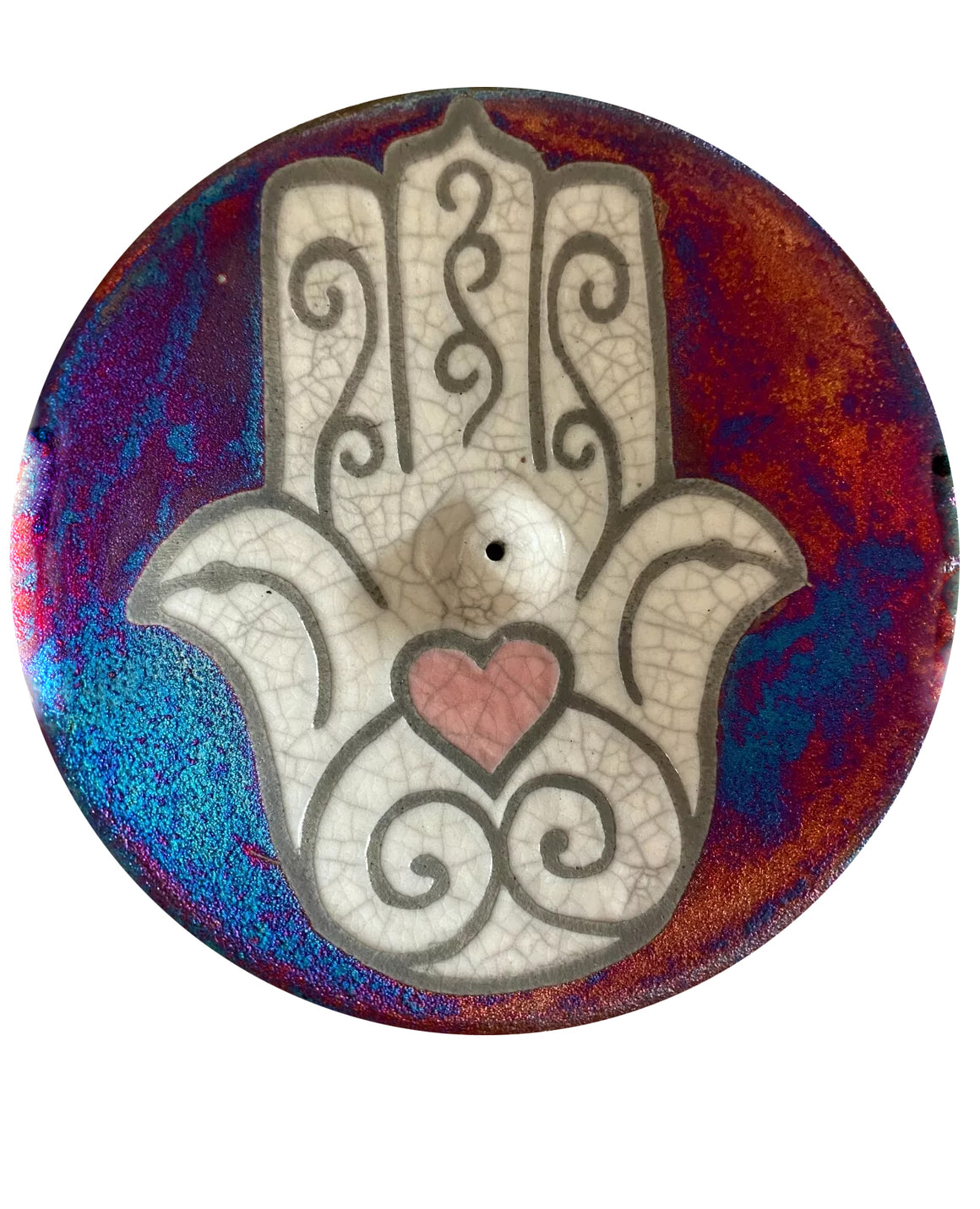 Raku Hamsa Hand Silhouette Incense Burner