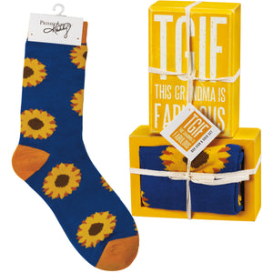 TGIF This Grandma Is Fabulous Socks & Box Sign Gift Set