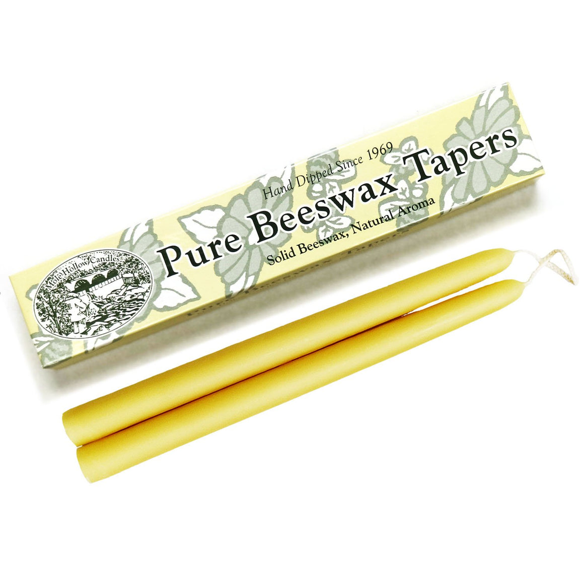 10" Beeswax Taper Candles, Single-Pair Gift Box