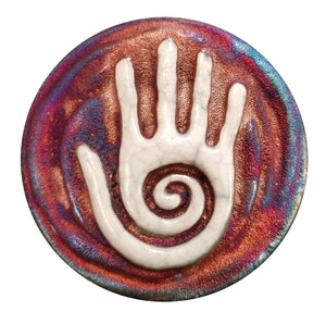 Healing Hand Medallion Magnet from Raku Pottery