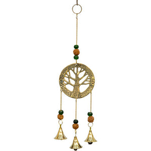 Tree of Life Brass Bell Chime with Rudrakshas
