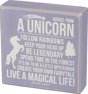 Advice From A Unicorn ~ Lavender Box Sign