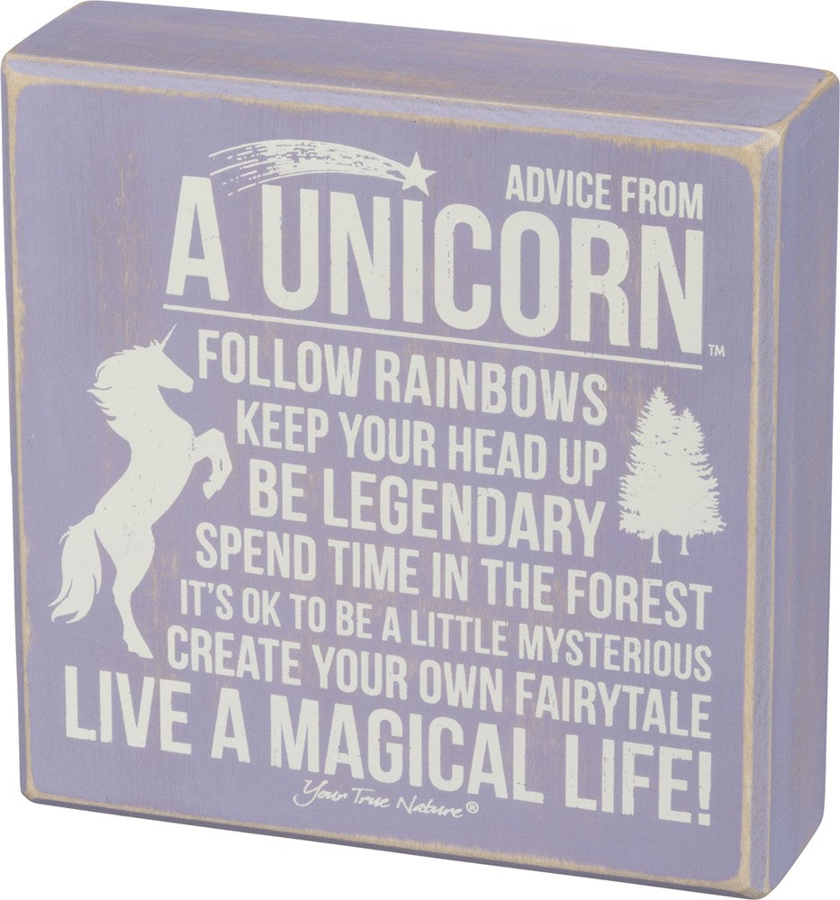 Advice From A Unicorn ~ Lavender Box Sign