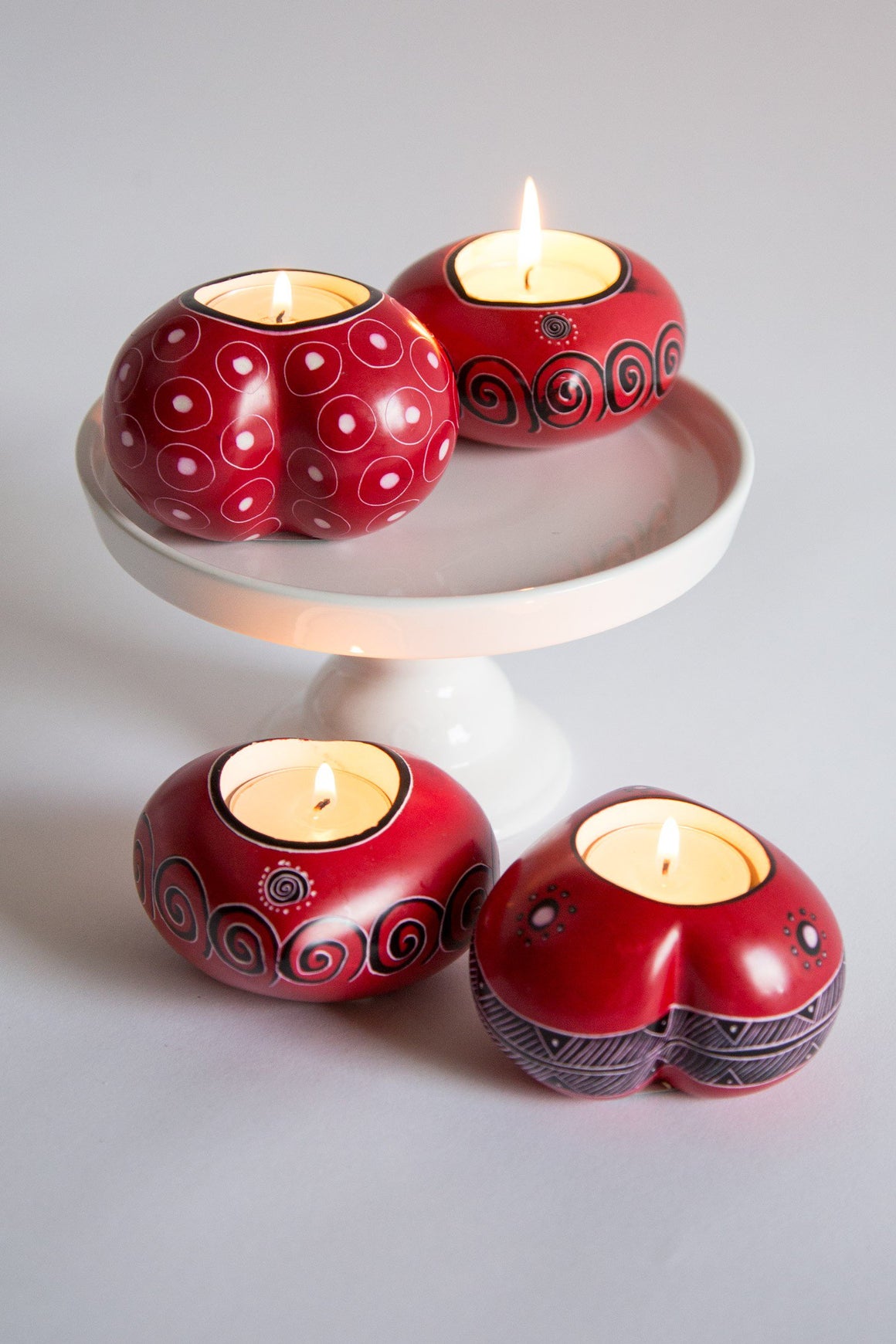 Kisii Stone Carved Heart Candleholder Handcrafted in Kenya