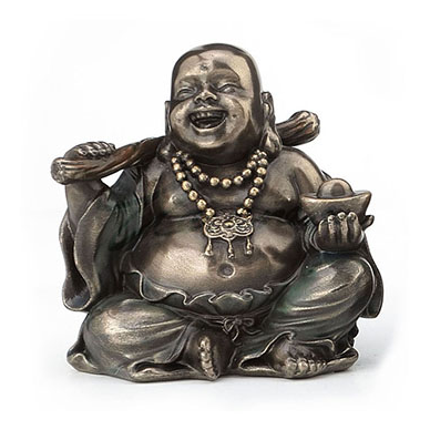 Laughing Buddha (Budai) Holding Yuanbao and Ruyi Figurine