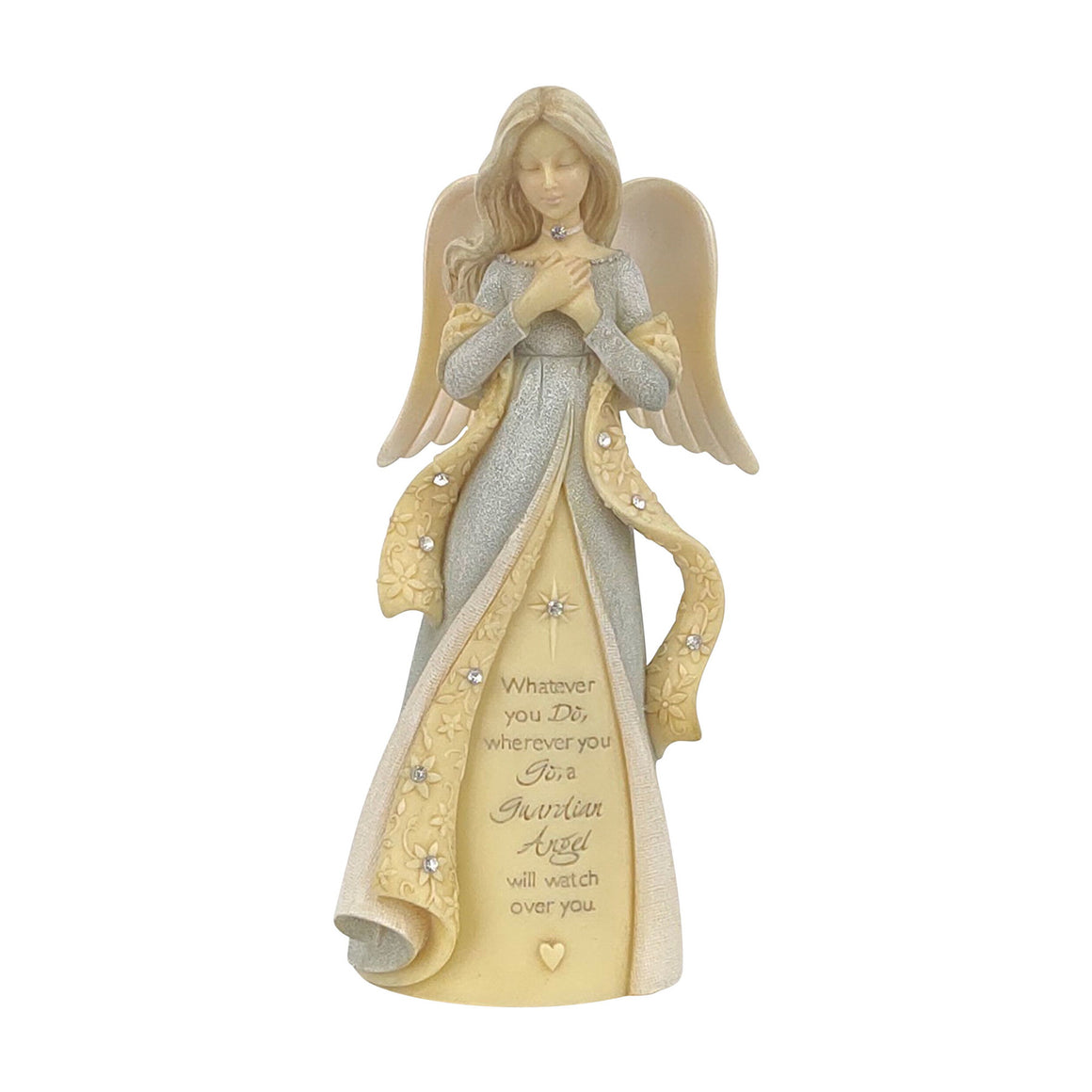 Mini Guardian Angel Crystal Stone Resin Figurine from the Foundations Collection