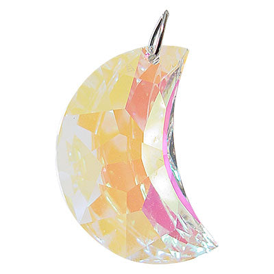 Aurora Borealis Faceted Crescent Moon Crystal Prism