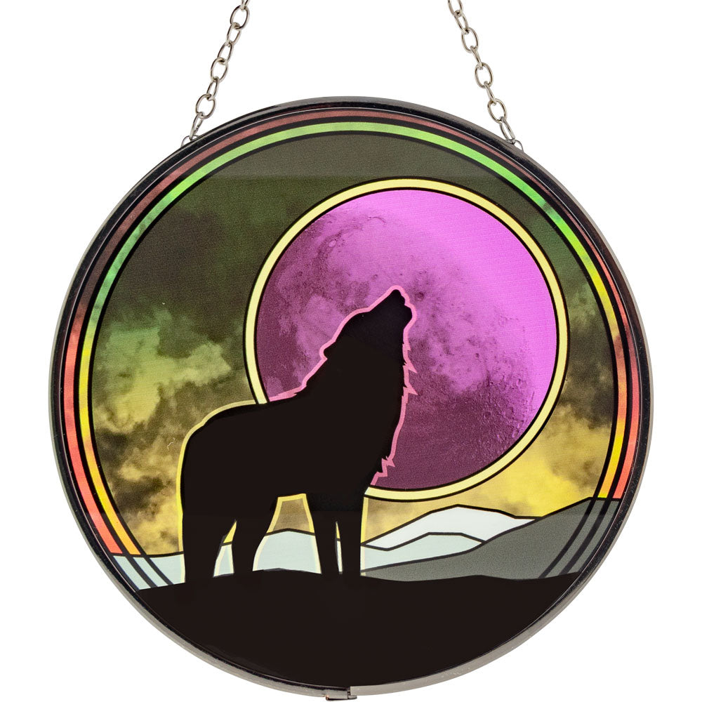 Howling Wolf Glass Suncatcher