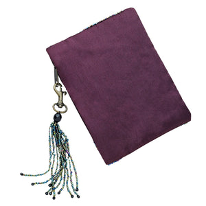 Purple Bead Embellished Peacock Coin Purse Handcrafted in India