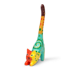 Krazy Kitty Albesia Wood Ring Holder Handcrafted in Indonesia