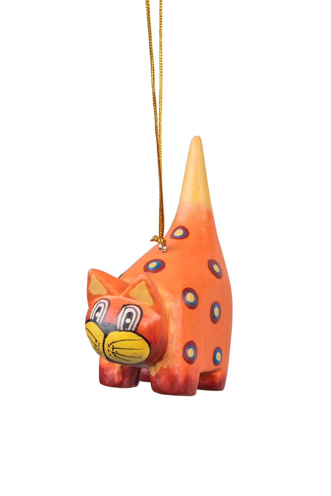 Spotted Orange Cat Ornament Handcrafted in Indonesia