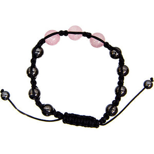Hematite Gemstone Bracelet ~ with Rose Quartz