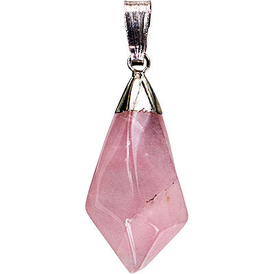 Rose Quartz Diamond Shape Stone Pendant Necklace