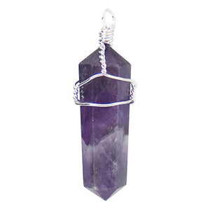 Amethyst Point Wire Wrapped Pendant Necklace