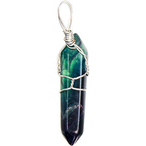 Fluorite Point Wire Wrapped Pendant Necklace