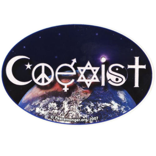 COEXIST Earth Oval Decal Window Sticker Multi-faith Interfaith