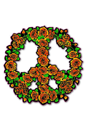 Rose Wreath Peace Sign Bumper Sticker - Love & Joy