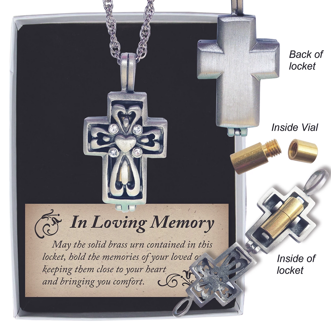 Cross Memorial Locket with Ashes Holder