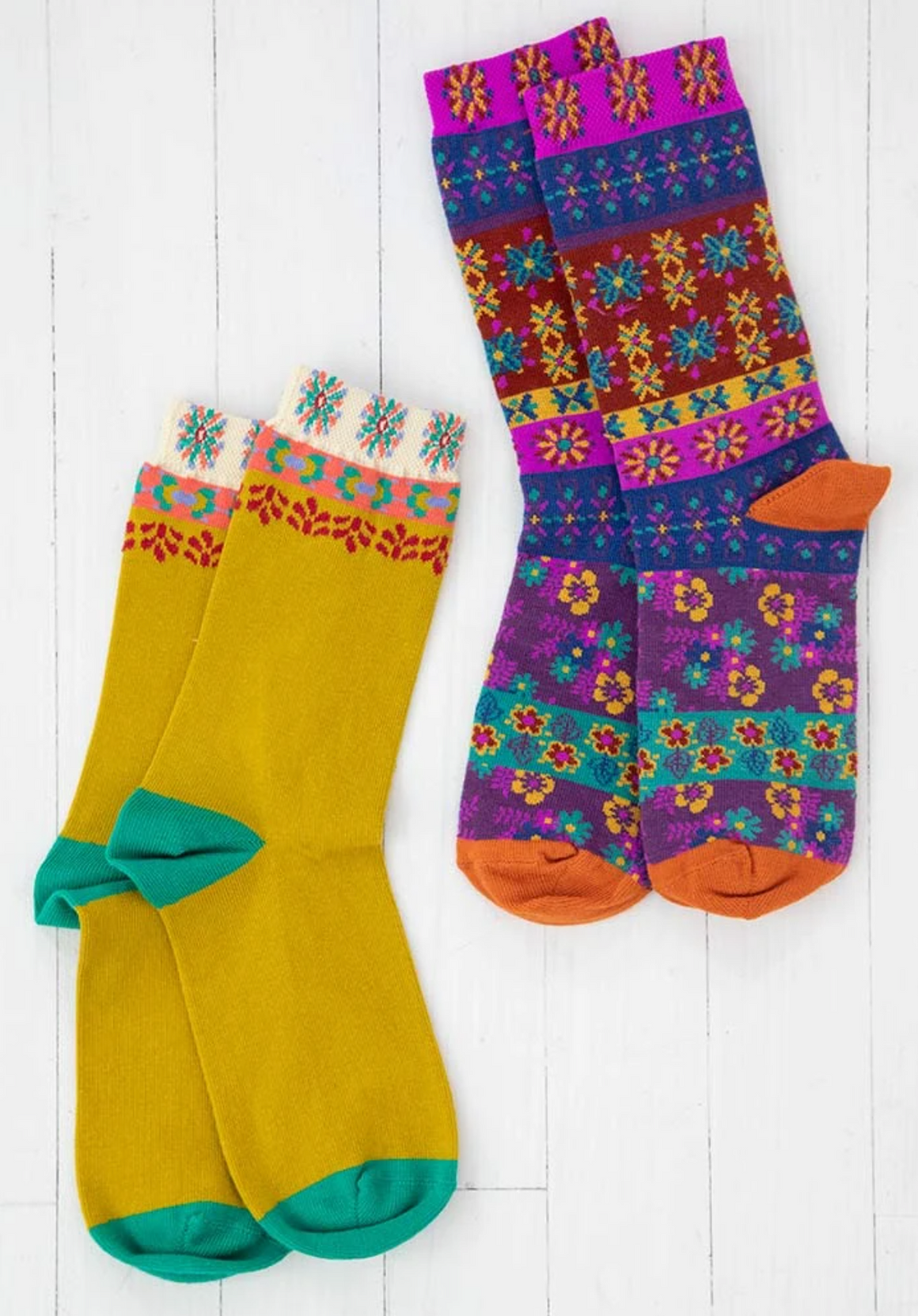 Purple & Yellow Festive Socks Set
