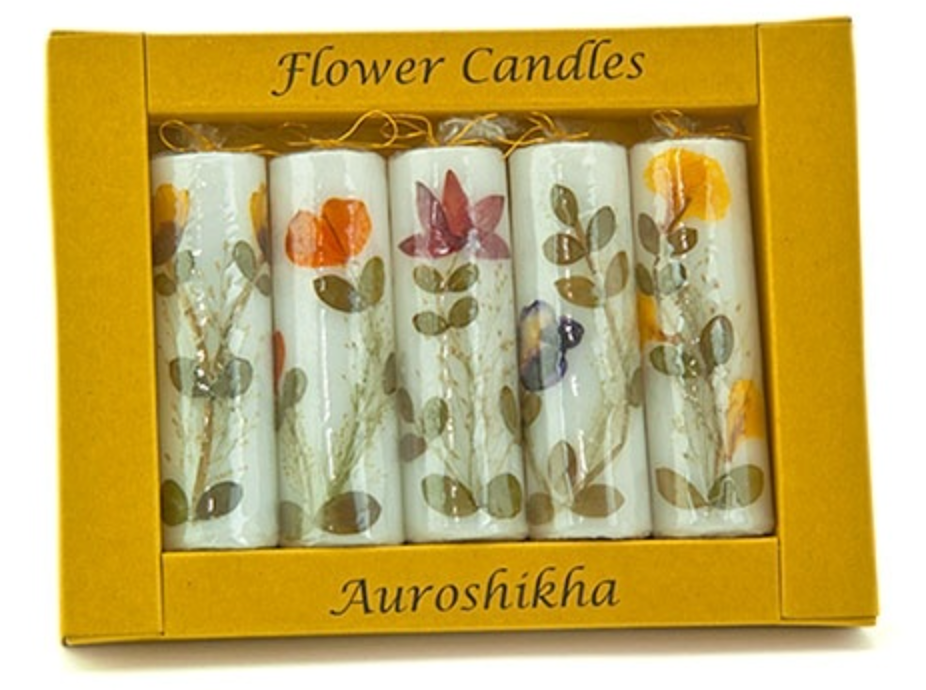 Auroshikha Candles with Flowers Gift Set