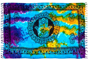 Hand of Fatima in Tie Dye Scarves / Altar Cloth - 42" x 68"