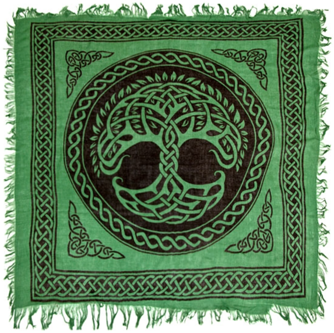 The Tree of Life in Green Altar Cloth - 36" x 36"