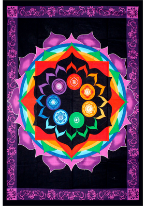 Cotton Single Tapestry Rainbow Chakra