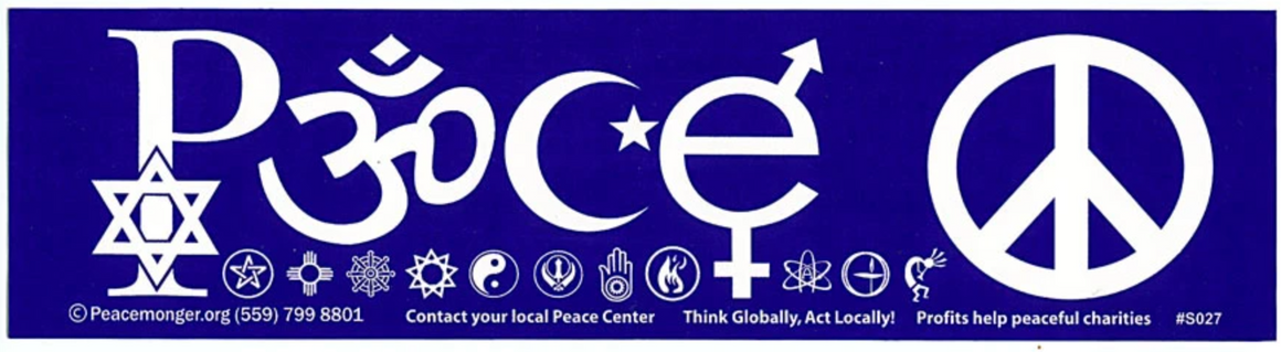 PEACE Bumper Sticker - Multifaith Interfaith Vinyl Decal