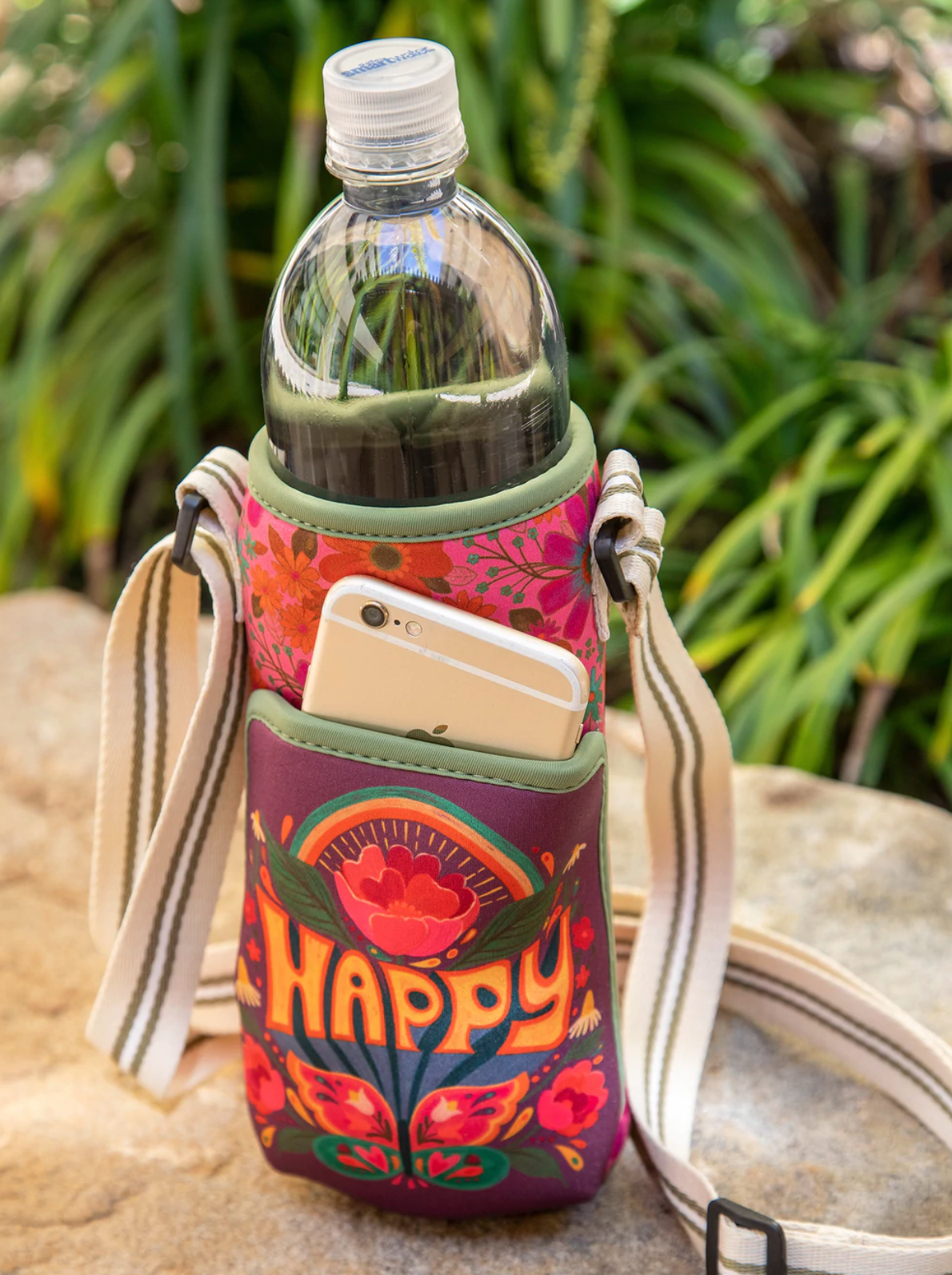Happy - Water Bottle Carrier - Sunnyside Gift Shop