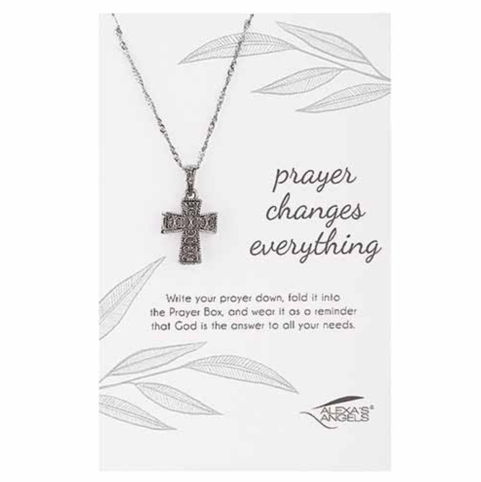 Alexis Angels Prayer Box Cross Adjustable Necklace 18-20" - Carded
