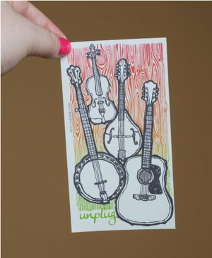 Unplug and Jam Music Instruments Sticker