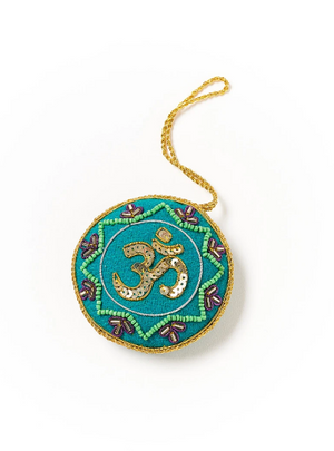 OM / AUM Symbol Mandala Plush Ornament - Larissa Collection, Handcrafted in India