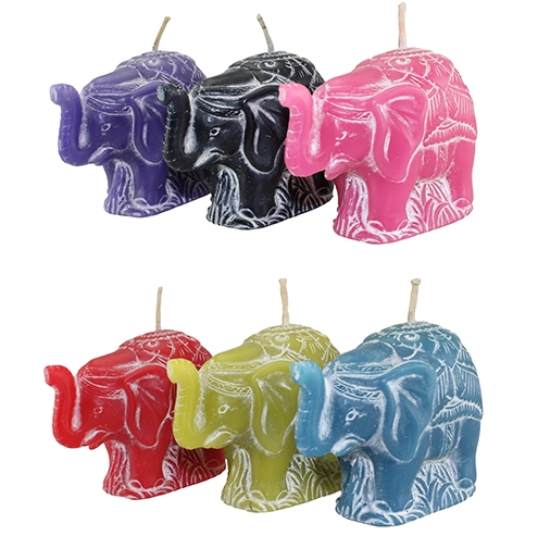 Festival Elephant Color Good Fortune Candle (3"H)