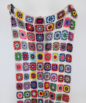 Granny Square Crochet Throw Blanket - Multicolored