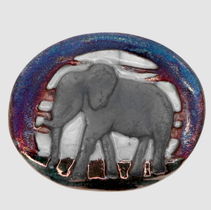Elephant Medallion Magnet from Raku Pottery